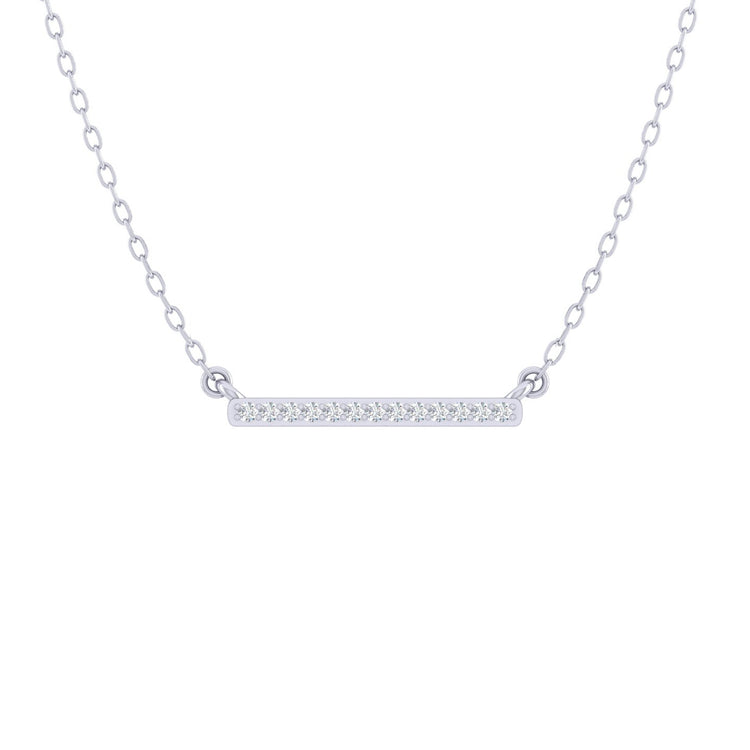 Sideways Bar 1/20 Cttw Natural Diamond Pendant Necklace set in 925 Sterling Silver