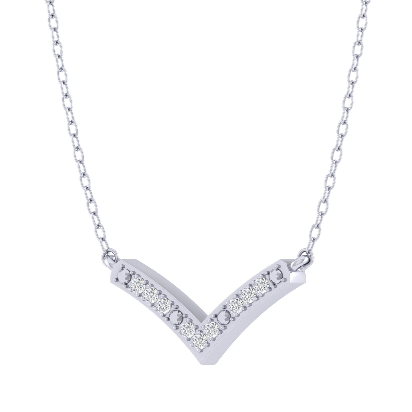 Chevron 1/20 Cttw Natural Diamond Pendant Necklace set in 925 Sterling Silver jewelry gift
