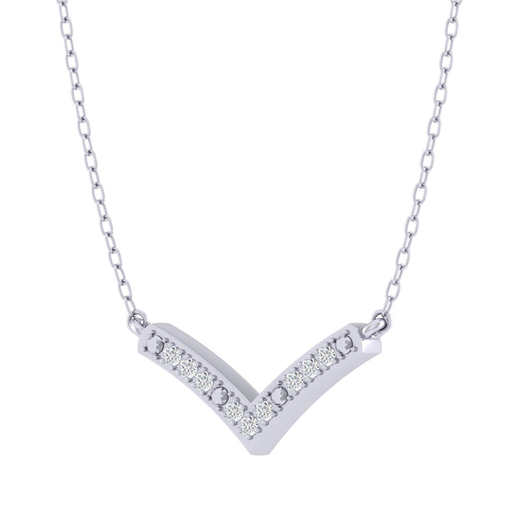 Chevron 1/20 Cttw Natural Diamond Pendant Necklace set in 925 Sterling Silver jewelry gift