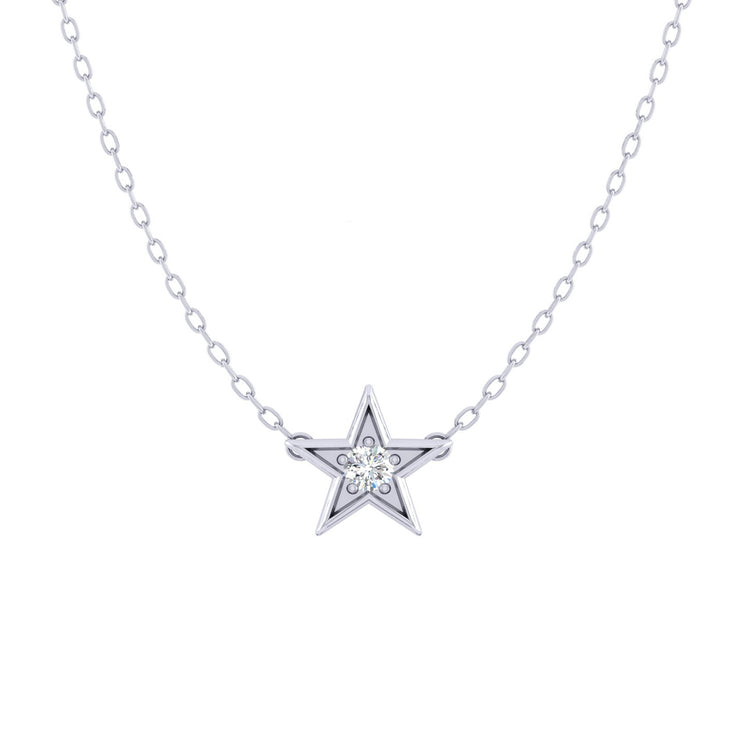Star 1/20 Cttw Natural Diamond Pendant Necklace set in 925 Sterling Silver jewelry gift layring