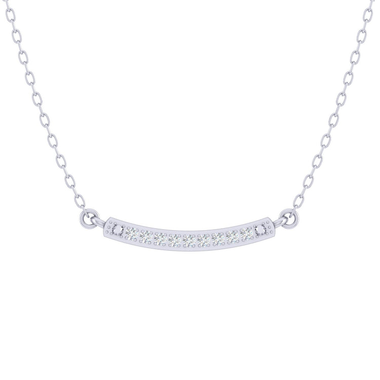 Curved Bar 1/20 Cttw Natural Diamond Pendant Necklace set in 925 Sterling Silver