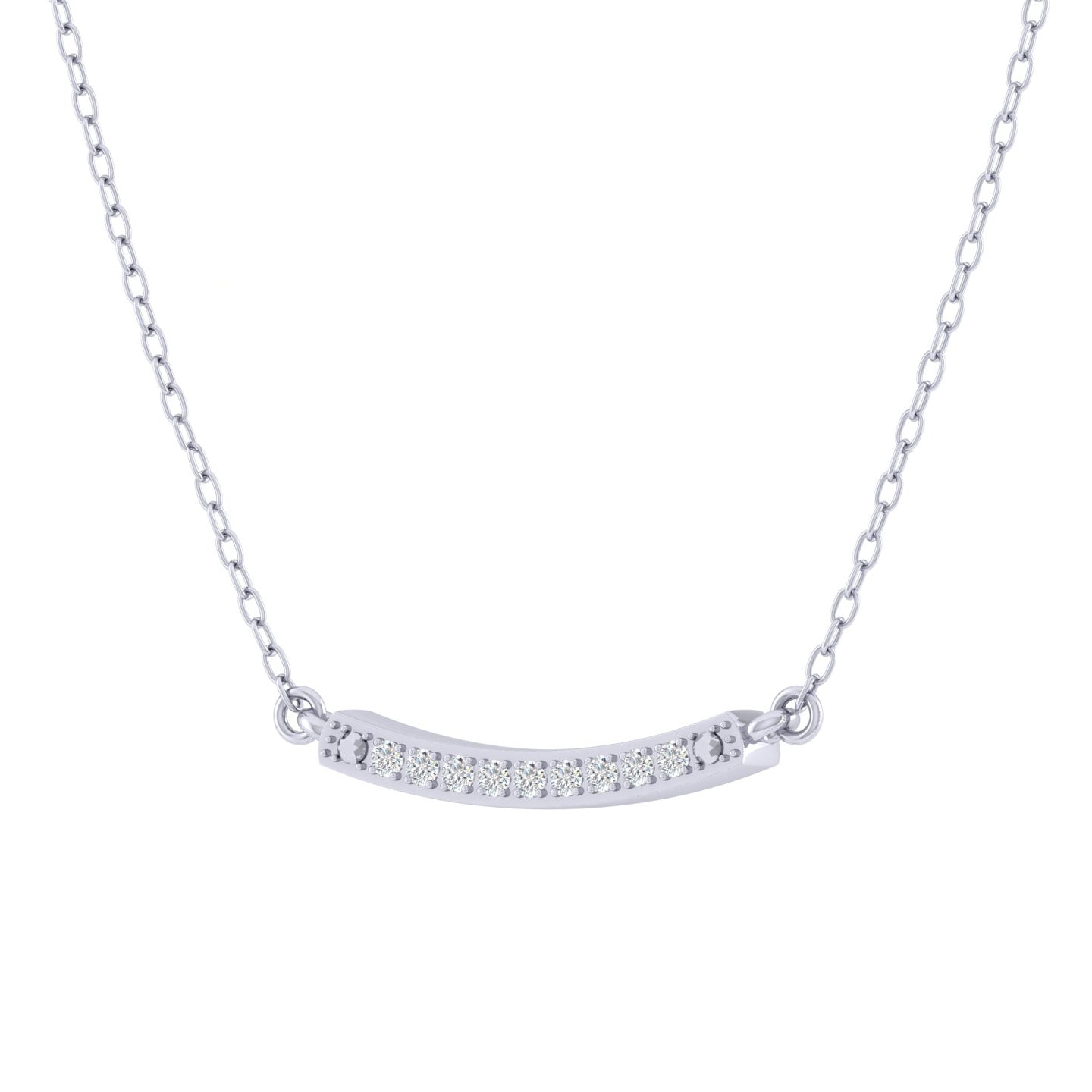 Curved Bar 1/20 Cttw Natural Diamond Pendant Necklace set in 925 Sterling Silver
