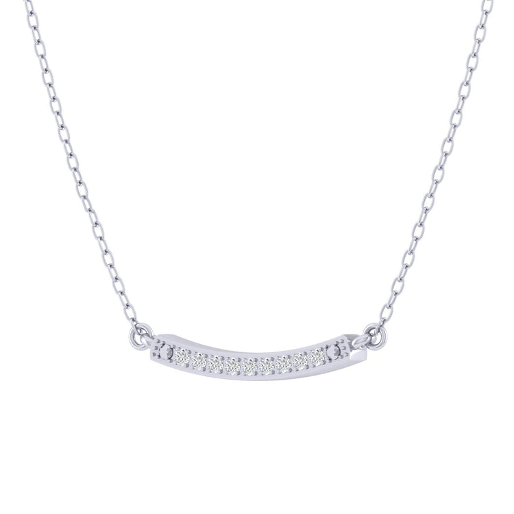 Curved Bar 1/20 Cttw Natural Diamond Pendant Necklace set in 925 Sterling Silver