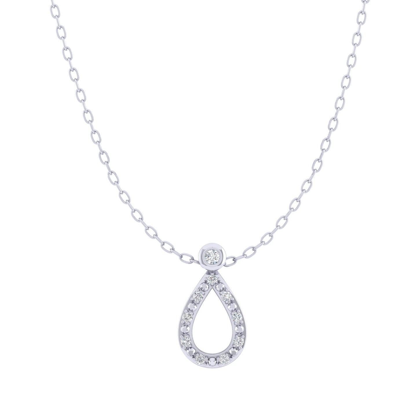 TearDrop 1/20 Cttw Natural Diamond Pendant Necklace set in 925 Sterling Silver jewelry gift