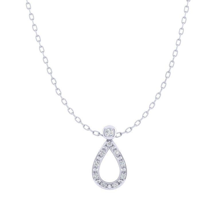 TearDrop 1/20 Cttw Natural Diamond Pendant Necklace set in 925 Sterling Silver jewelry gift