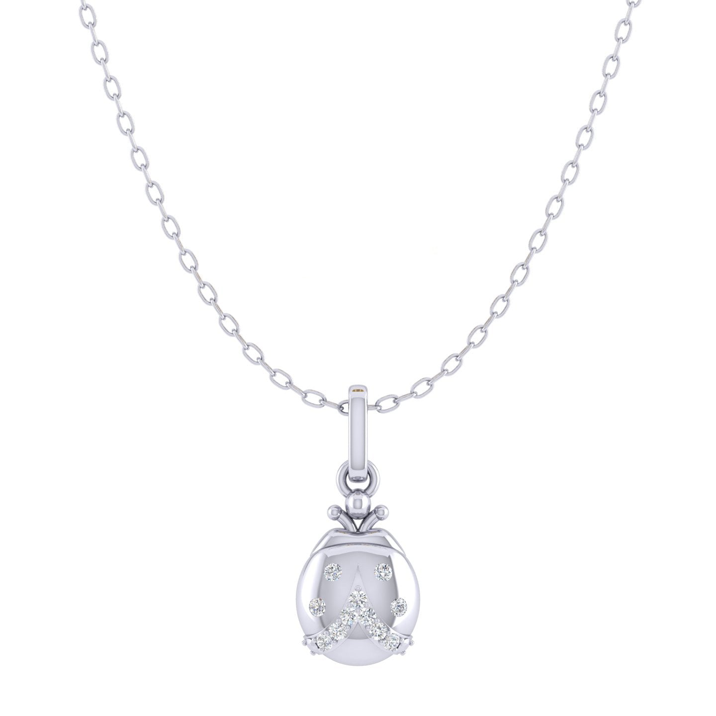 LadyBug 1/20 Cttw Natural Diamond Pendant Necklace set in 925 Sterling Silver