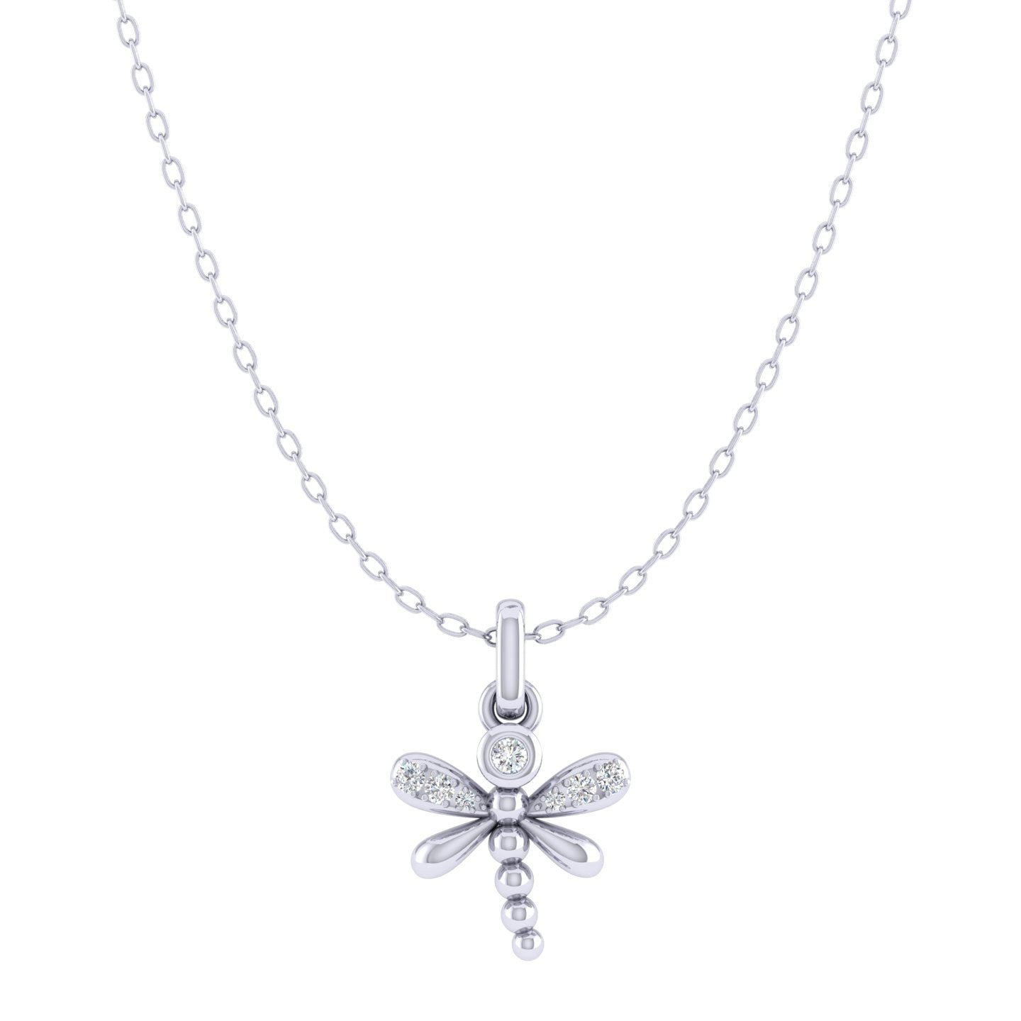 Dragonfly 1/20 Cttw Natural Diamond Pendant Necklace set in 925 Sterling Silver fine jewelry gift holiday valentine birthday