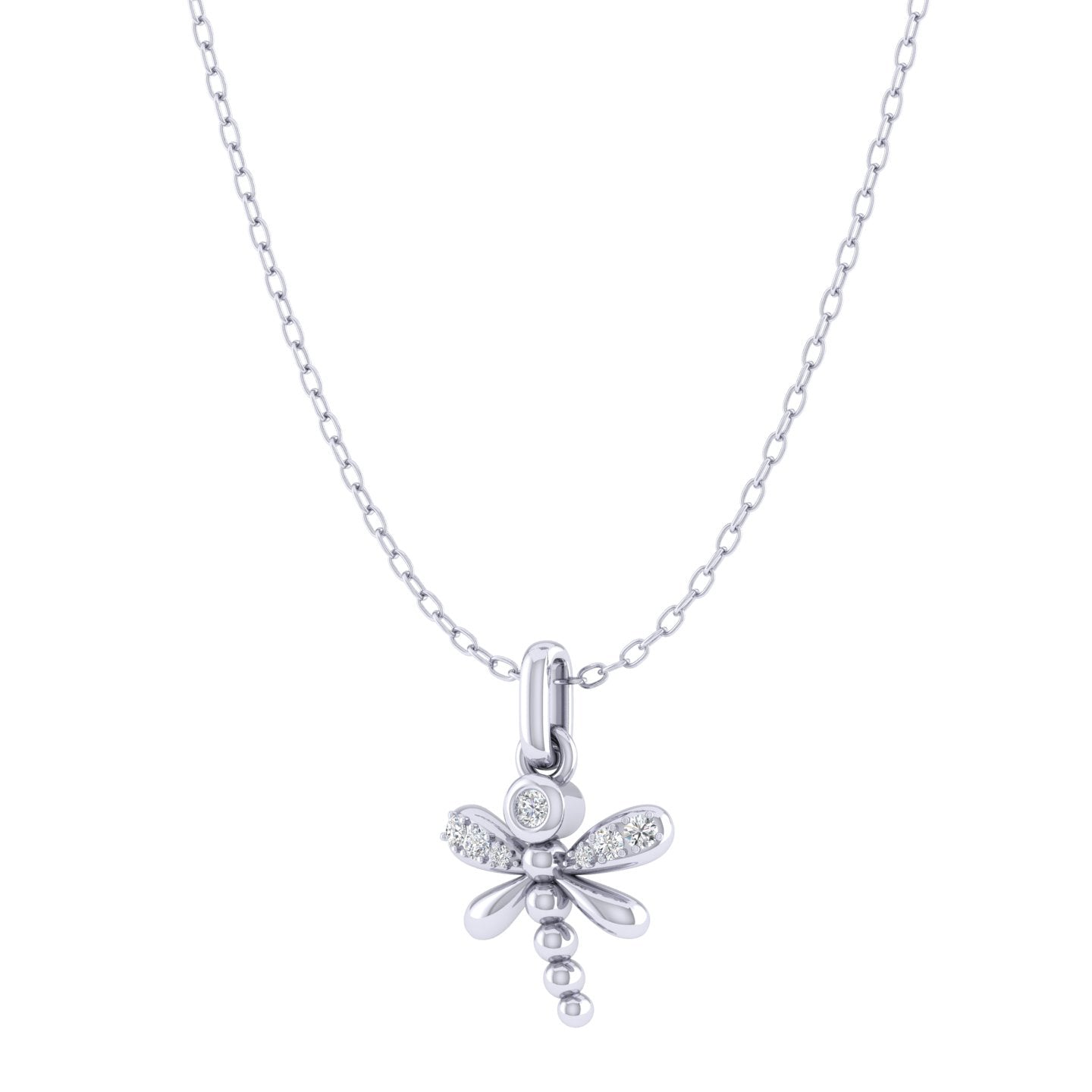 Dragonfly 1/20 Cttw Natural Diamond Pendant Necklace set in 925 Sterling Silver fine jewelry gift holiday valentine birthday