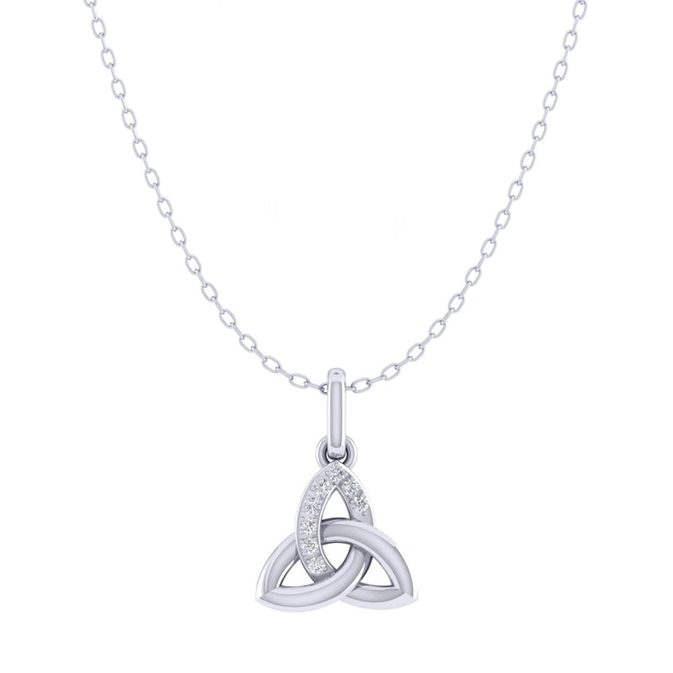 Celtic Trinity Knot 1/40 Cttw Natural Diamond Pendant Necklace set in 925 Sterling Silver