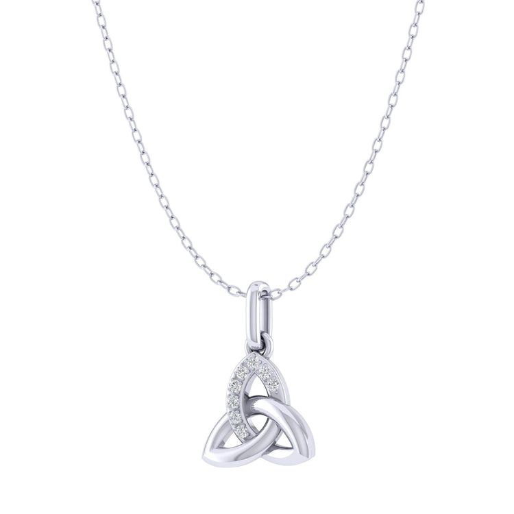 Celtic Trinity Knot 1/40 Cttw Natural Diamond Pendant Necklace set in 925 Sterling Silver
