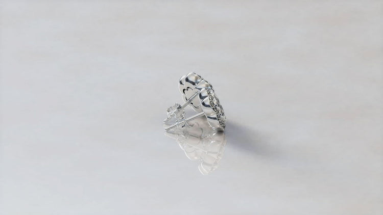 Diamond Floral flower Cluster Stud Earring in Sterling Silver popular musthave