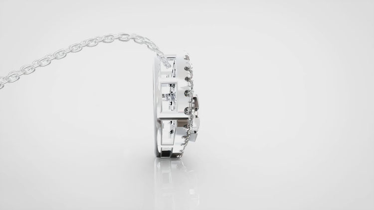 1/4 CT TW Diamond Floating Star Square Pendant Necklace in 925 Sterling Silver