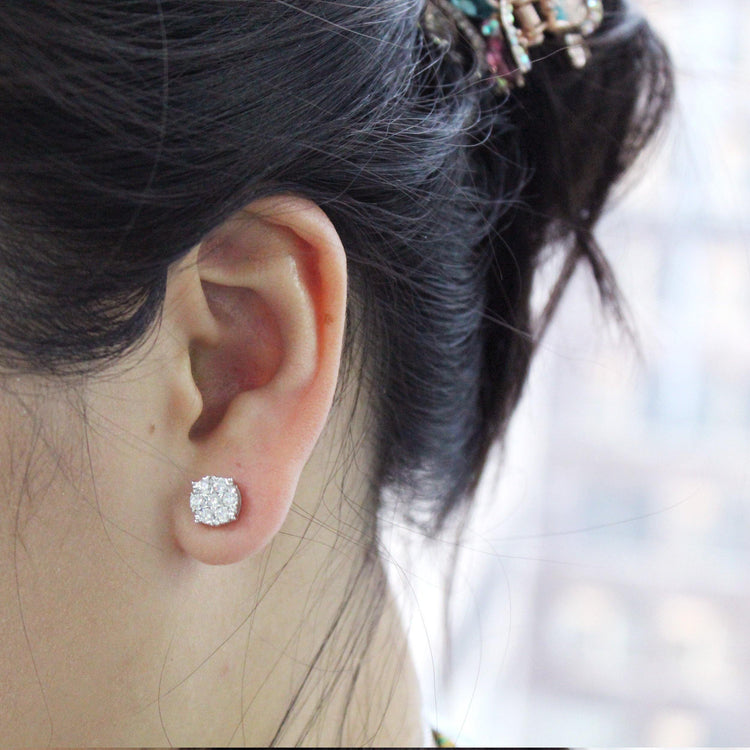 Star Motif 1.0 Cttw Natural Diamond Cluster Stud Earrings in Sterling Silver - Fifth and Fine