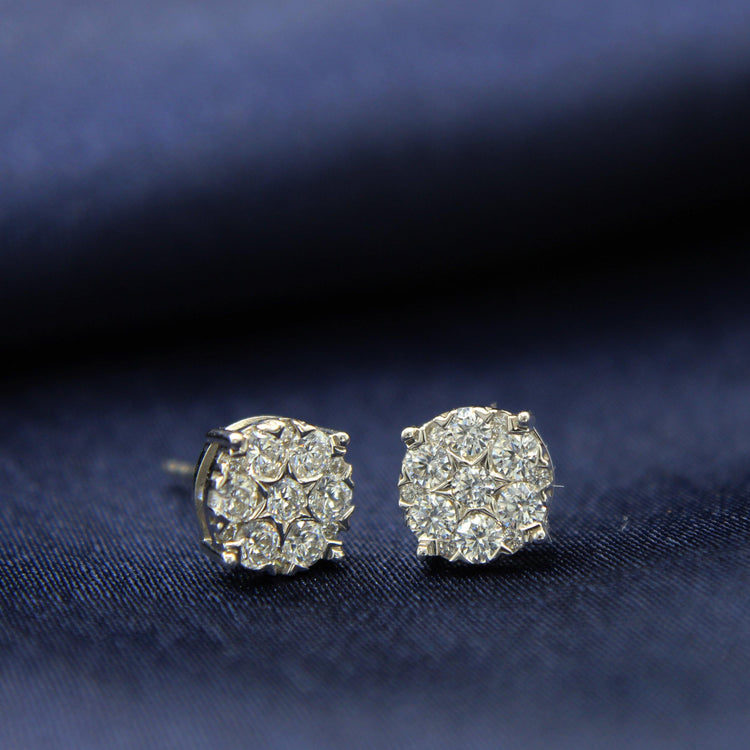 Star Motif 1.0 Cttw Natural Diamond Cluster Stud Earrings in Sterling Silver - Fifth and Fine