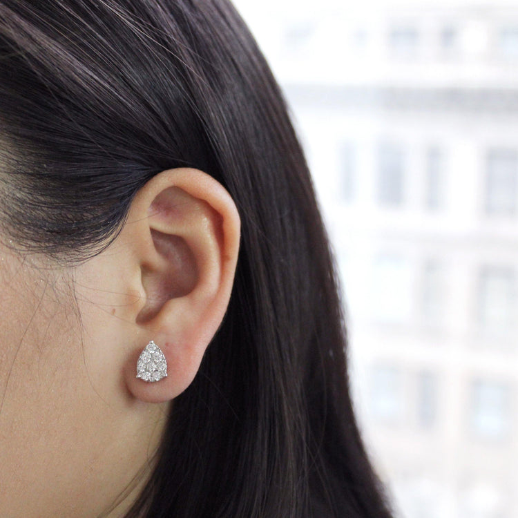 Star Motif 1.0 Cttw Natural Diamond Cluster Stud Earrings in Sterling Silver - Fifth and Fine