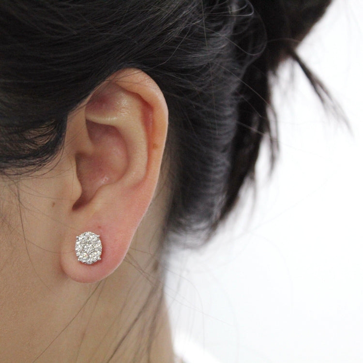 Star Motif 1.0 Cttw Natural Diamond Cluster Stud Earrings in Sterling Silver - Fifth and Fine