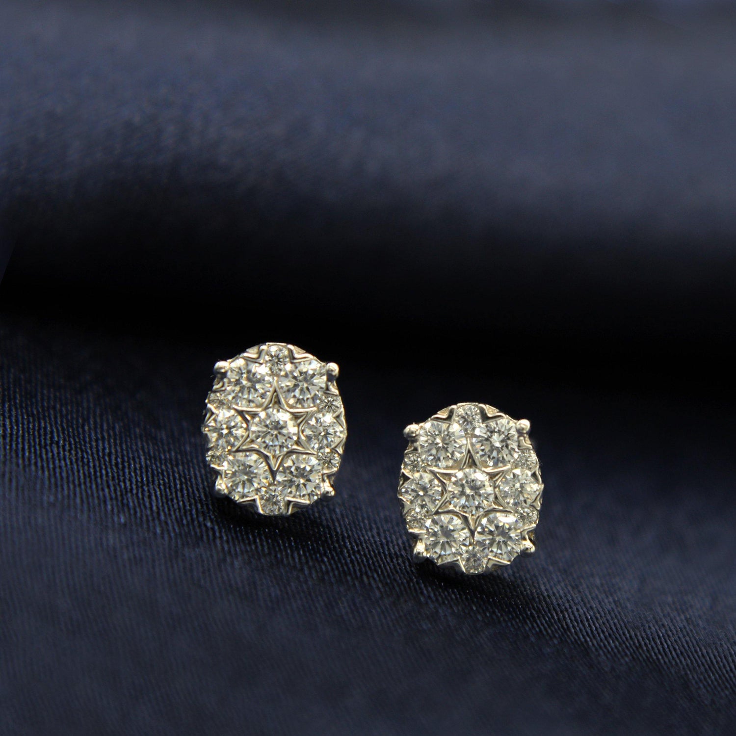 Star Motif 1.0 Cttw Natural Diamond Cluster Stud Earrings in Sterling Silver - Fifth and Fine