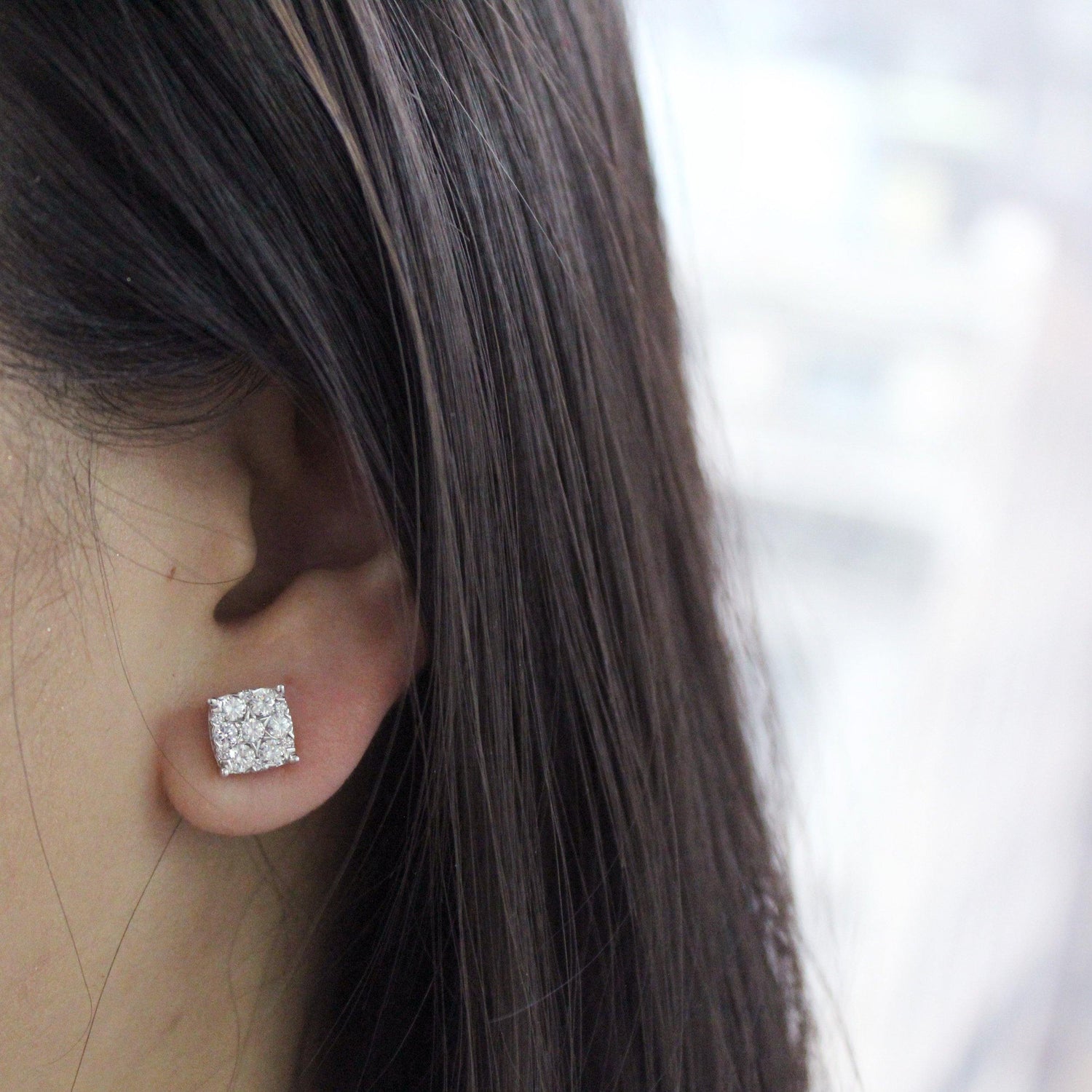 Star Motif 1.0 Cttw Natural Diamond Cluster Stud Earrings in Sterling Silver - Fifth and Fine