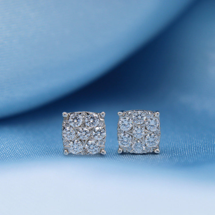 Star Motif 1.0 Cttw Natural Diamond Cluster Stud Earrings in Sterling Silver - Fifth and Fine