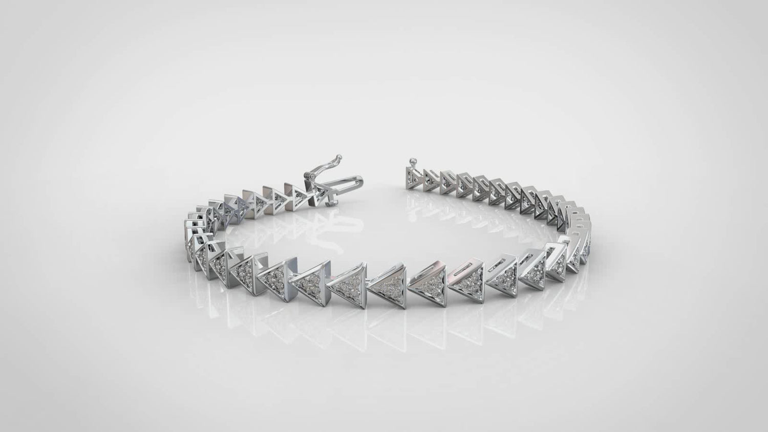 1 Carat tw Natural Diamond Triangle Cluster Tennis Bracelet in 925 Sterling Silver