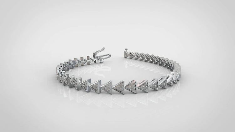 1 Carat tw Natural Diamond Triangle Cluster Tennis Bracelet in 925 Sterling Silver