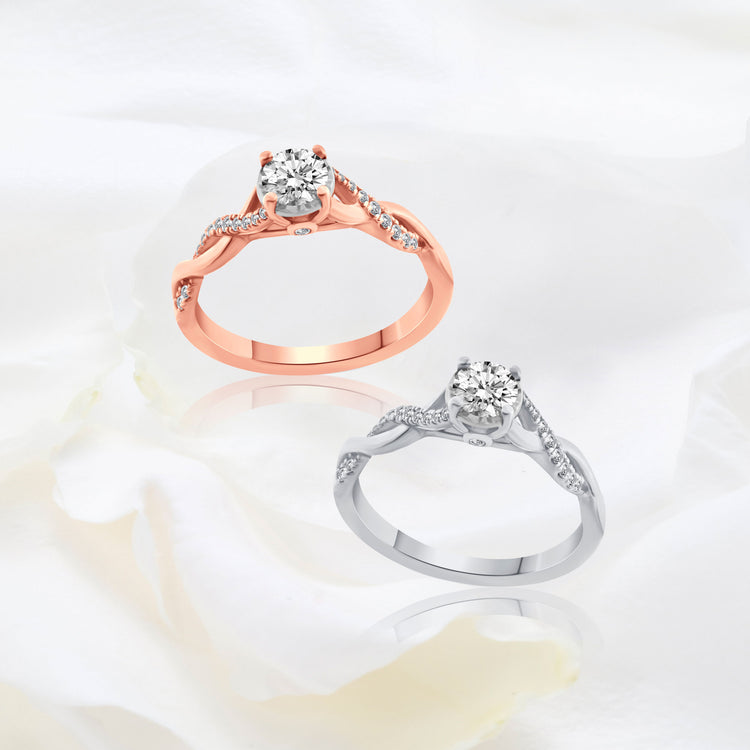 1/2 Cttw (I1-I2 Clarity) Diamond Infinity Engagement Wedding Bridal Ring in 14K Gold