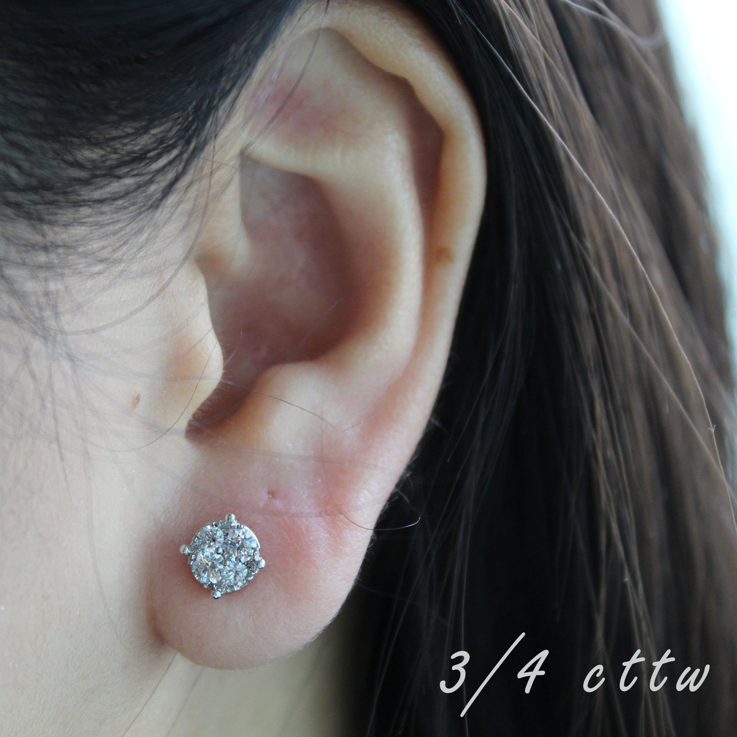 LAB GROWN 1/4 - 1 Cttw Diamond Round Grand Cluster Stud Earrings jewelry