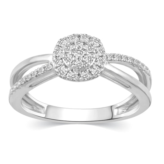 1/4ctw Diamond Cushion Halo Ring in 925 Sterling Silver Fifth and Fine jewelry