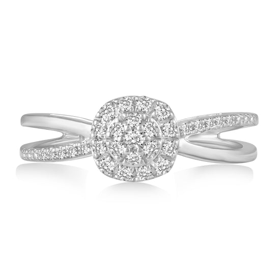 1/4ctw Diamond Cushion Halo Ring in 925 Sterling Silver Fifth and Fine jewelry