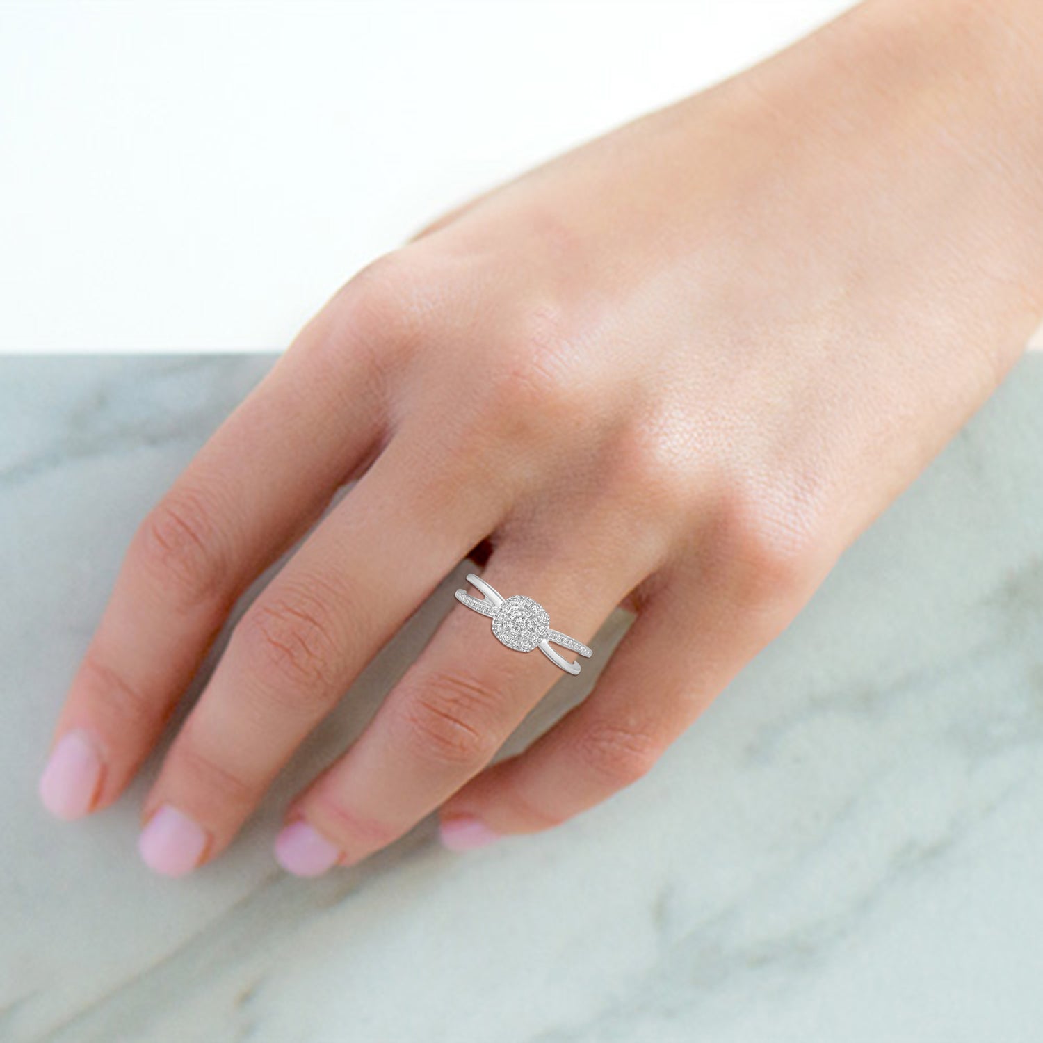1/4ctw Diamond Cushion Halo Ring in 925 Sterling Silver Fifth and Fine jewelry
