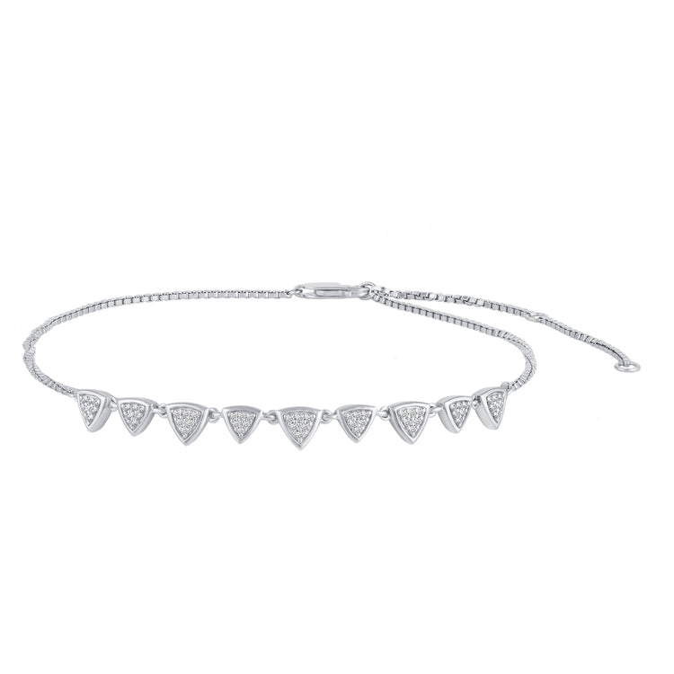 1/4 Cttw Diamond Triangle Anklet in 925 Sterling Silver