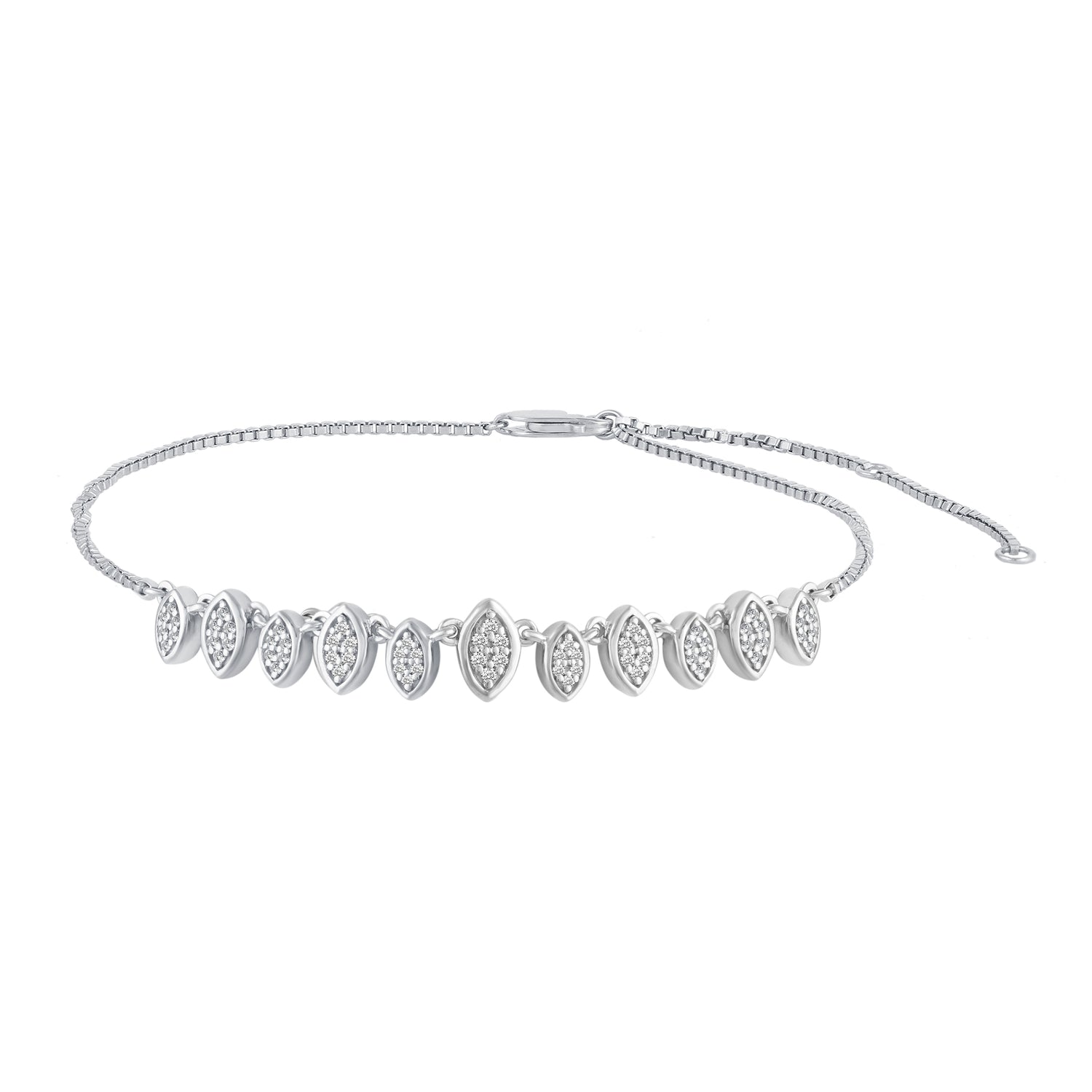 1/4 Cttw Diamond Marquise Anklet in 925 Sterling Silver