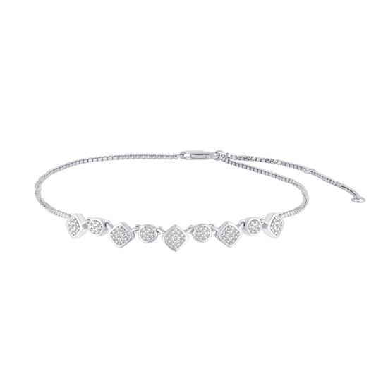 1/4 Cttw Diamond Round Cushion Anklet in 925 Sterling Silver