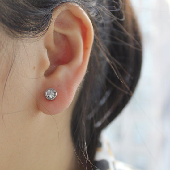 1/4 Cttw 14K Gold Bezel Set Round Natural Diamond Stud Earrings
