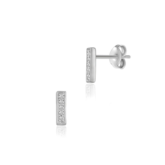 1/20 Ctw Natural LAB-Grown Diamonds Bar Dainty Earrings in 925 Sterling Silver