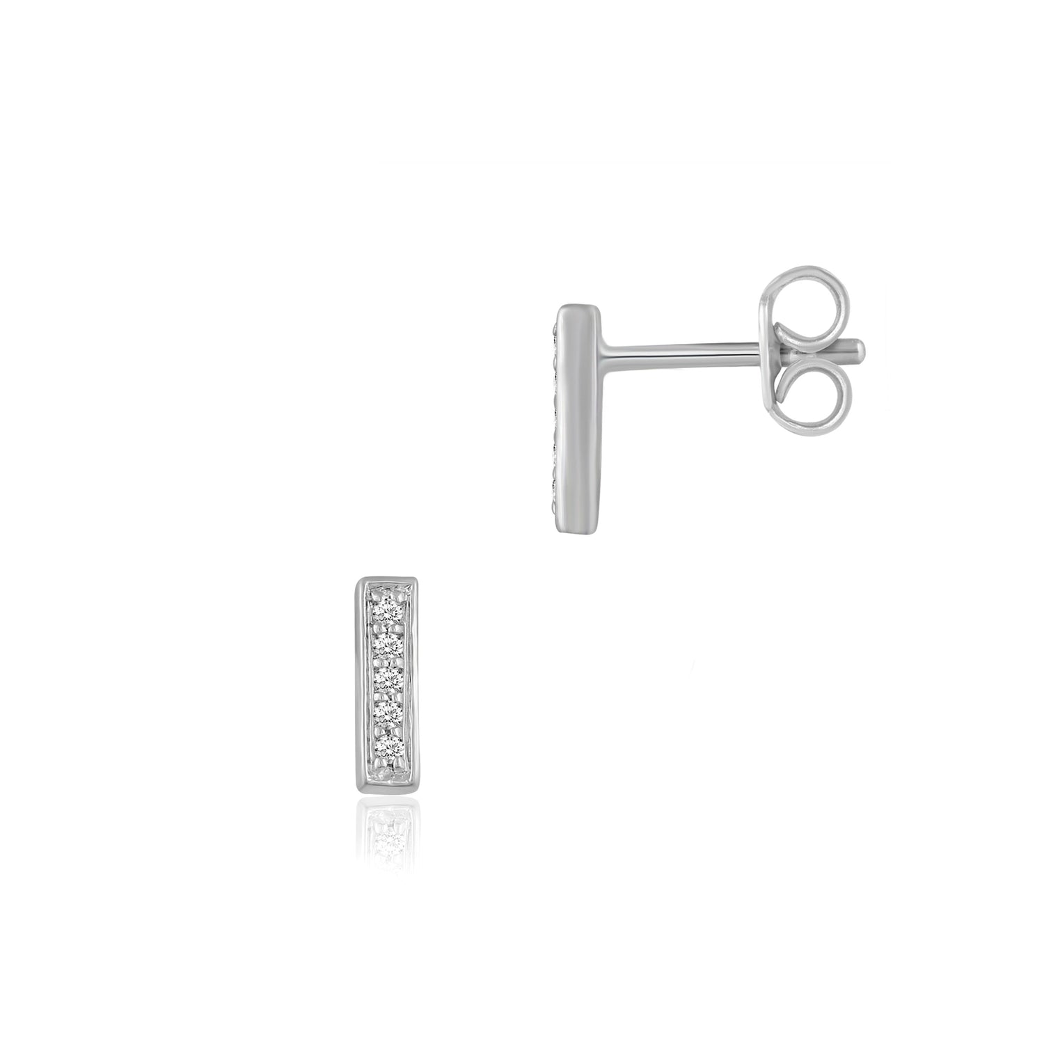 1/20 Ctw Natural LAB-Grown Diamonds Bar Dainty Earrings in 925 Sterling Silver