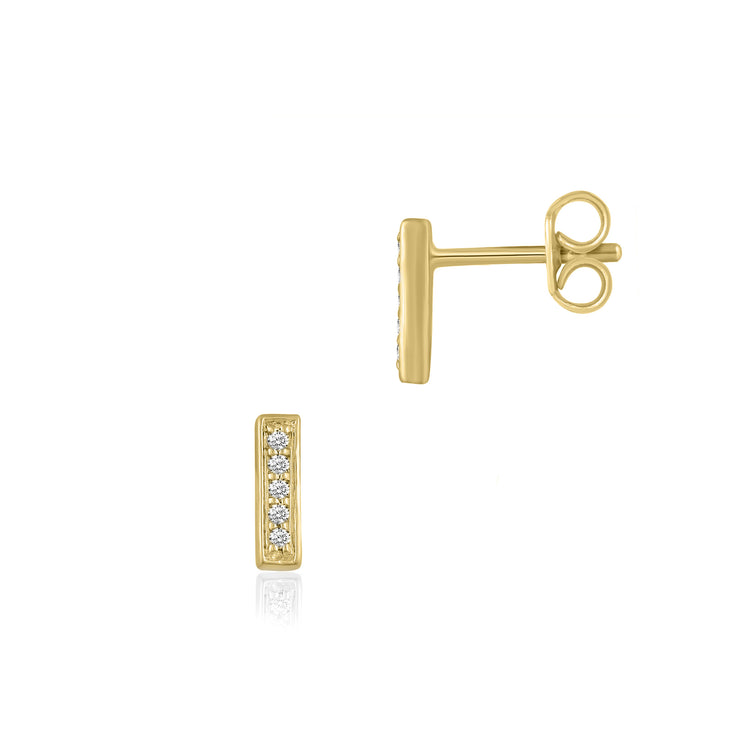 1/20 Ctw Natural LAB-Grown Diamonds Bar Dainty Earrings in 925 Sterling Silver