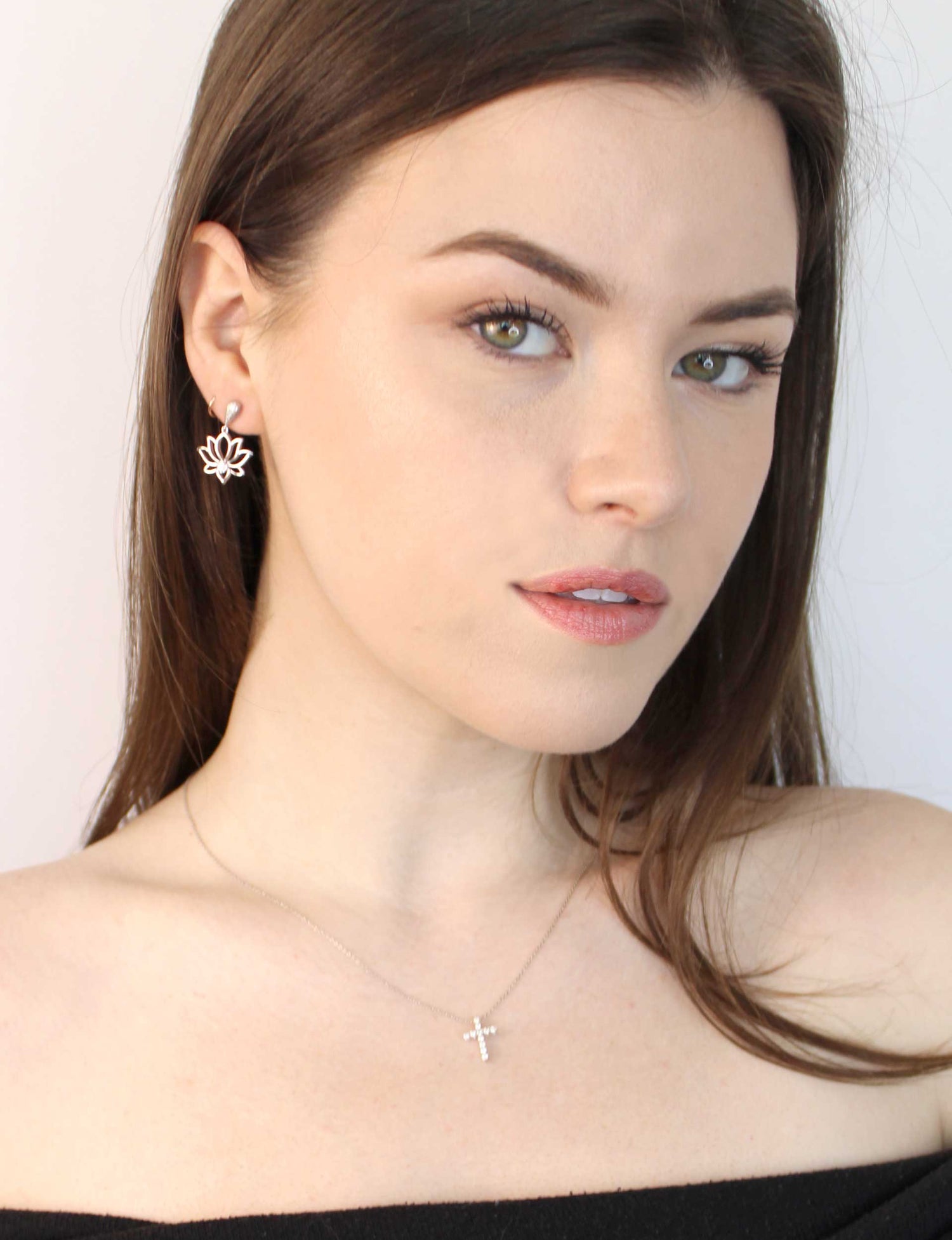 1/5ct tw Diamond Lotus Dangling Fashion Earring in Sterling Silver - Fifth and Fine
