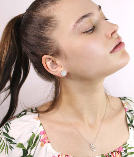 1/2 CT TW Cushion Cluster Stud Earrings in Sterling Silver - Fifth and Fine