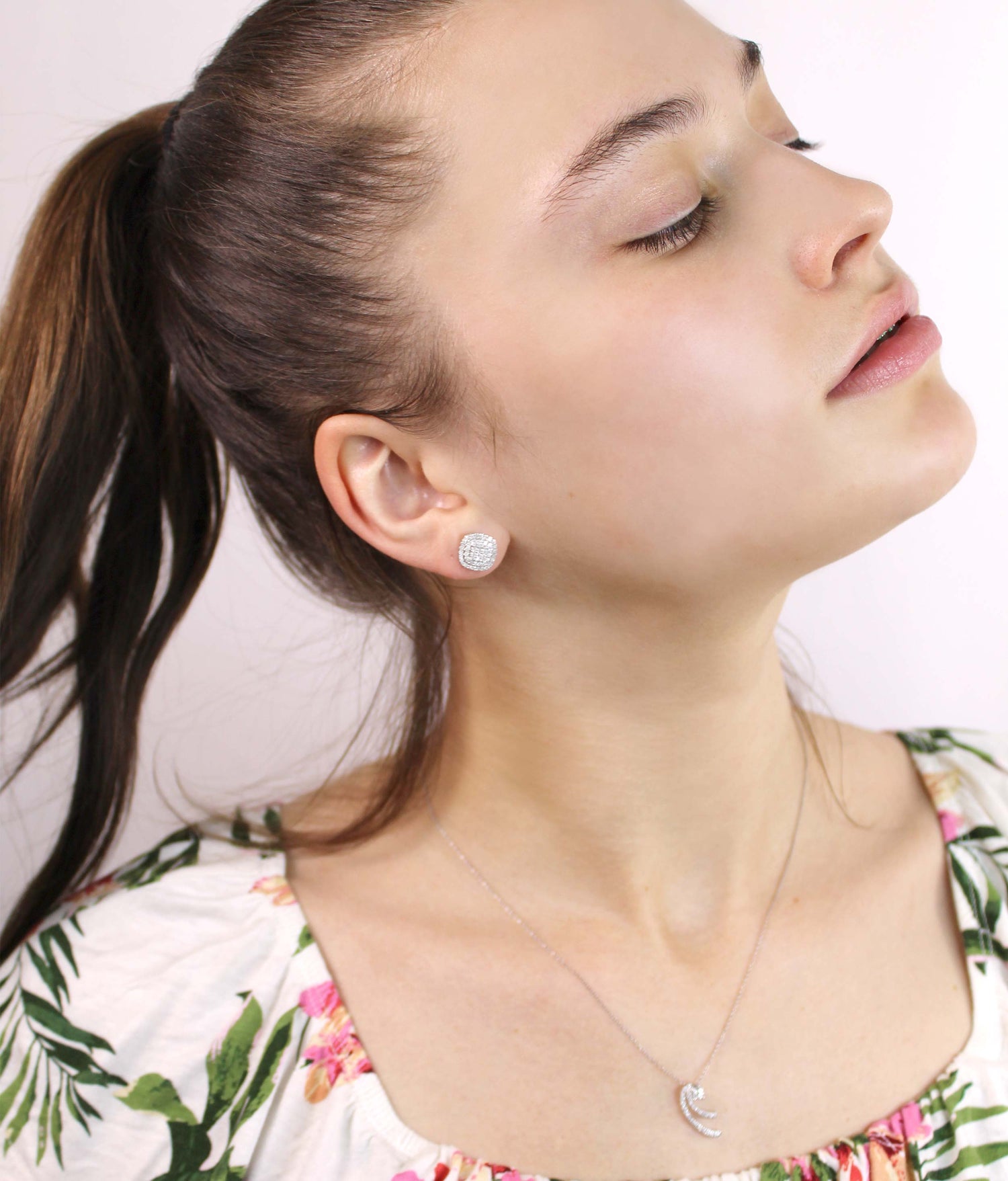 1/2 CT TW Cushion Cluster Stud Earrings in Sterling Silver - Fifth and Fine