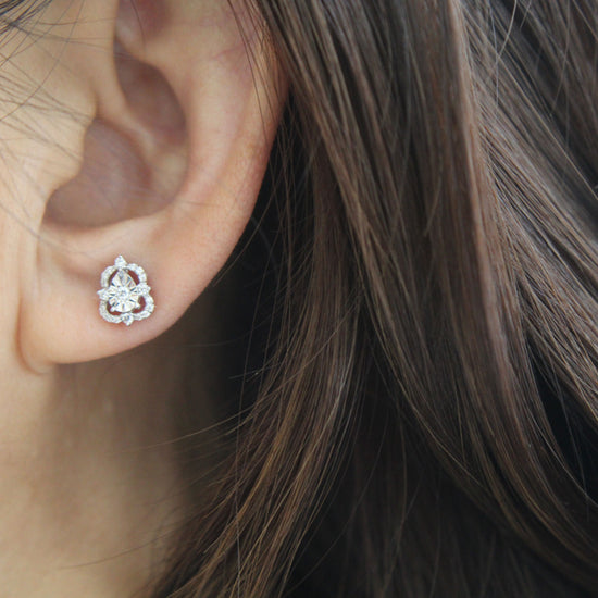 1/5Ct TW Diamond Cluster Studs in Sterling Silver