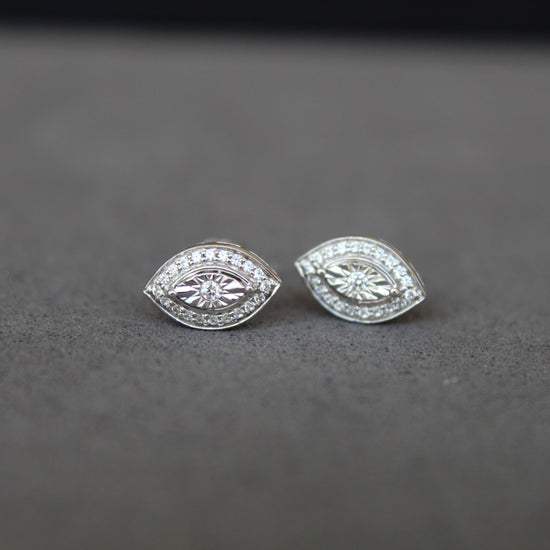 1/5Ct TW Diamond Marquise Cluster Studs in Sterling Silver