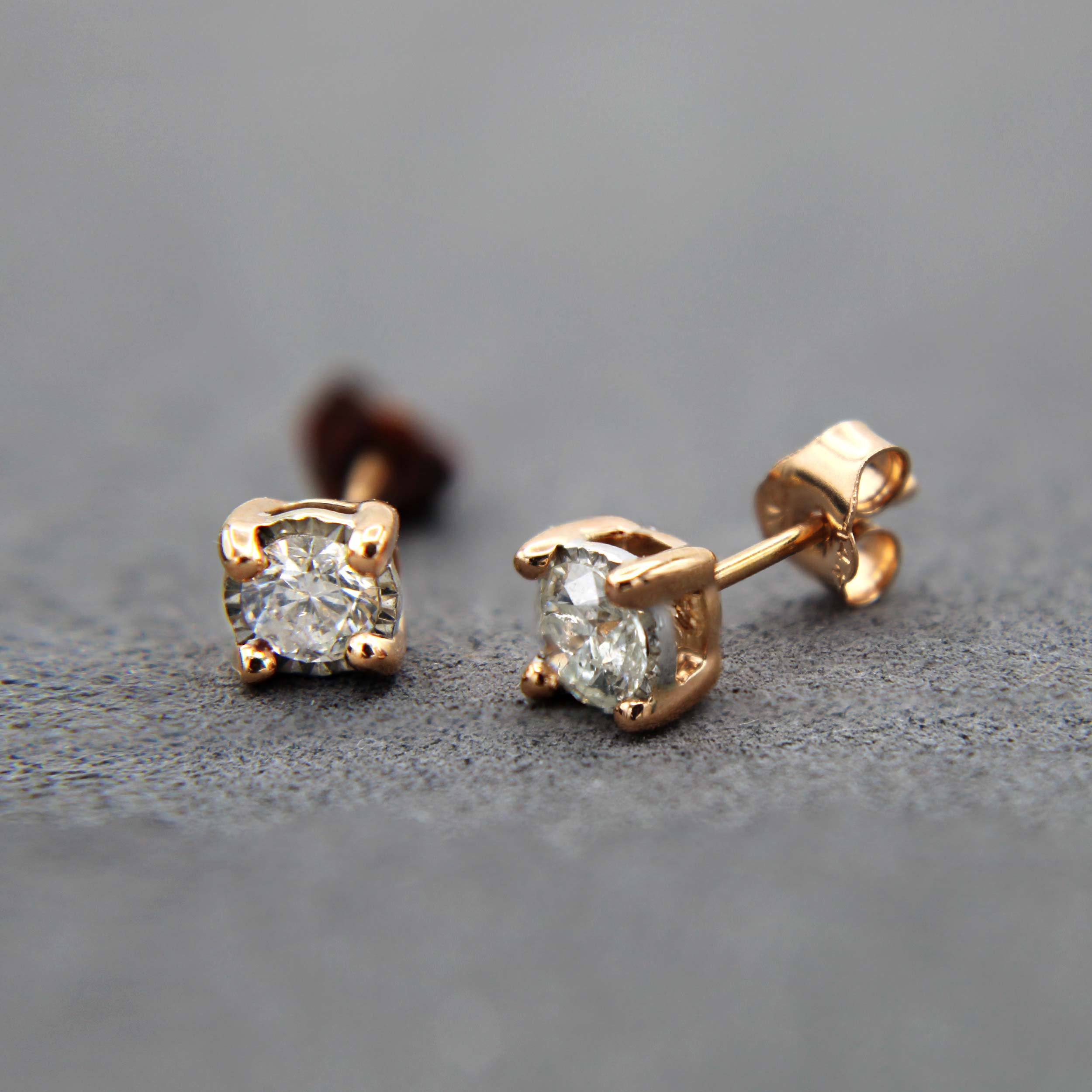 Pack of 2) Rose Gold Cubic Zirconia Stud Earrings – I Jewels