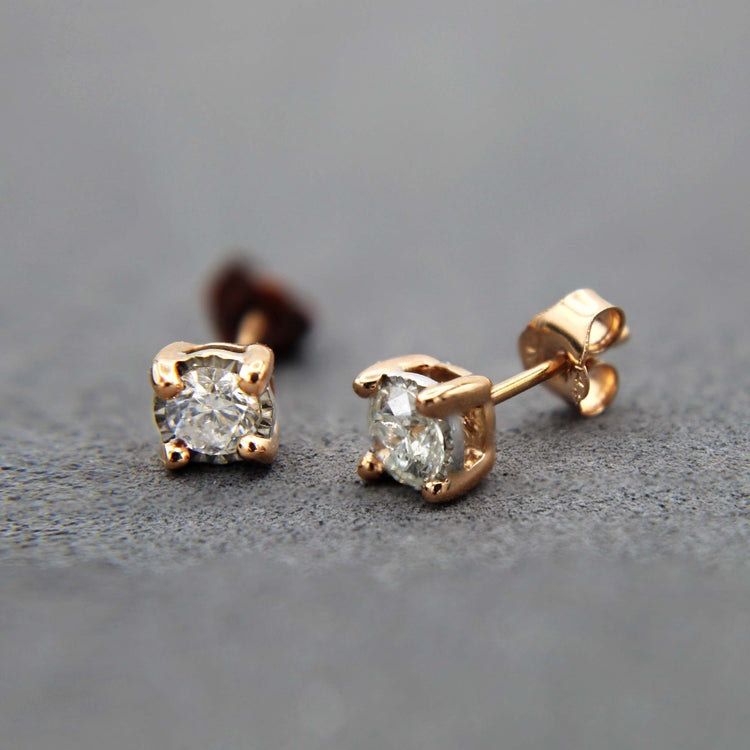 3/4 CTW (I2 Clarity) Natural Diamond Studs Earrings in14K White Gold/Yellow Gold/Rose Gold