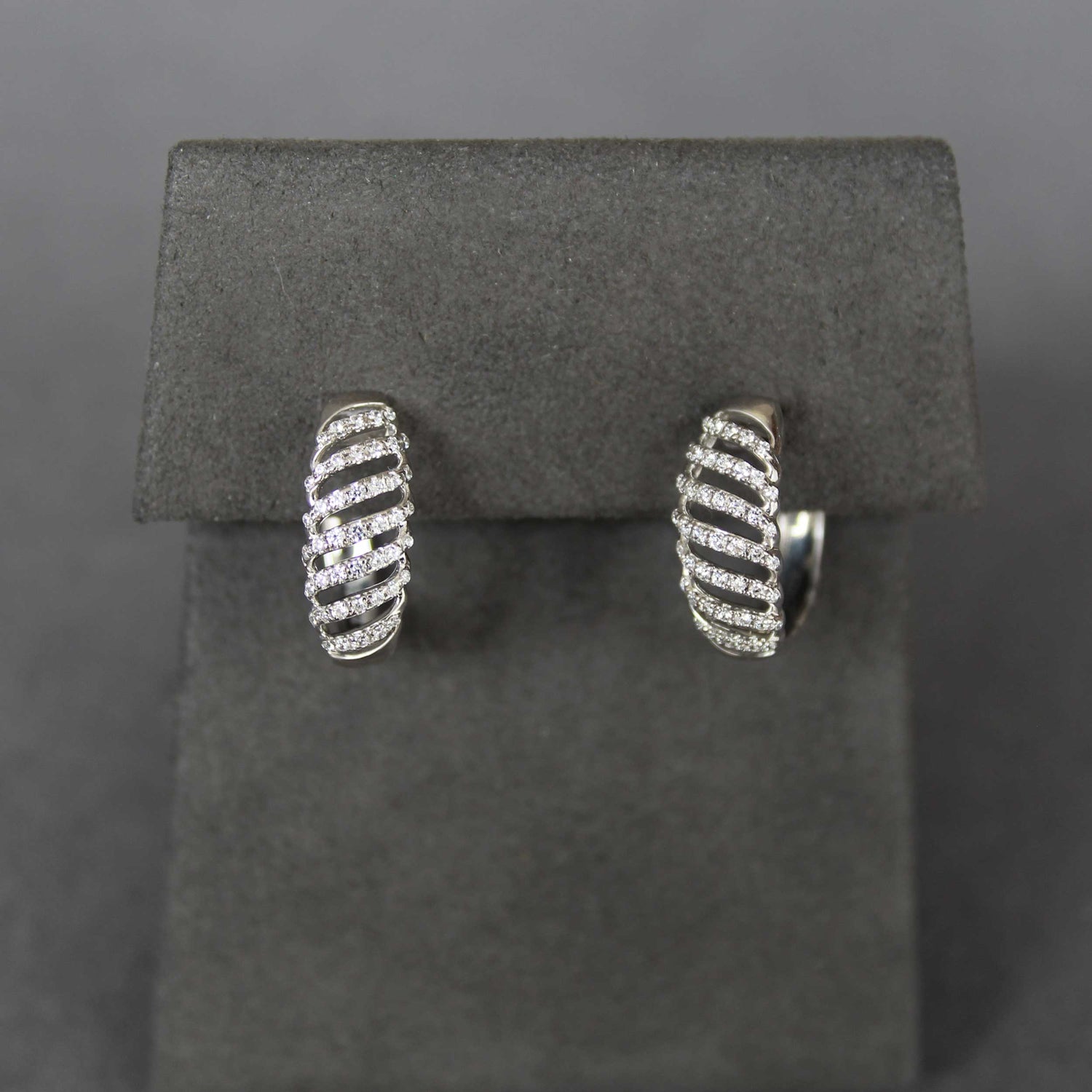 1/3 Cttw Diamond Lace Twist Dome Hoop Earrings set in 925 Sterling Silver