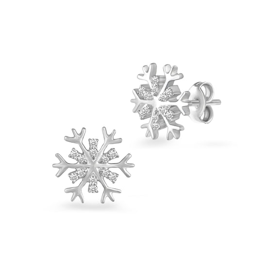 1/6 Carat SnowFlake LAB-Grown Diamond Stud Earrings for Women Girls in 925 Sterling Silver