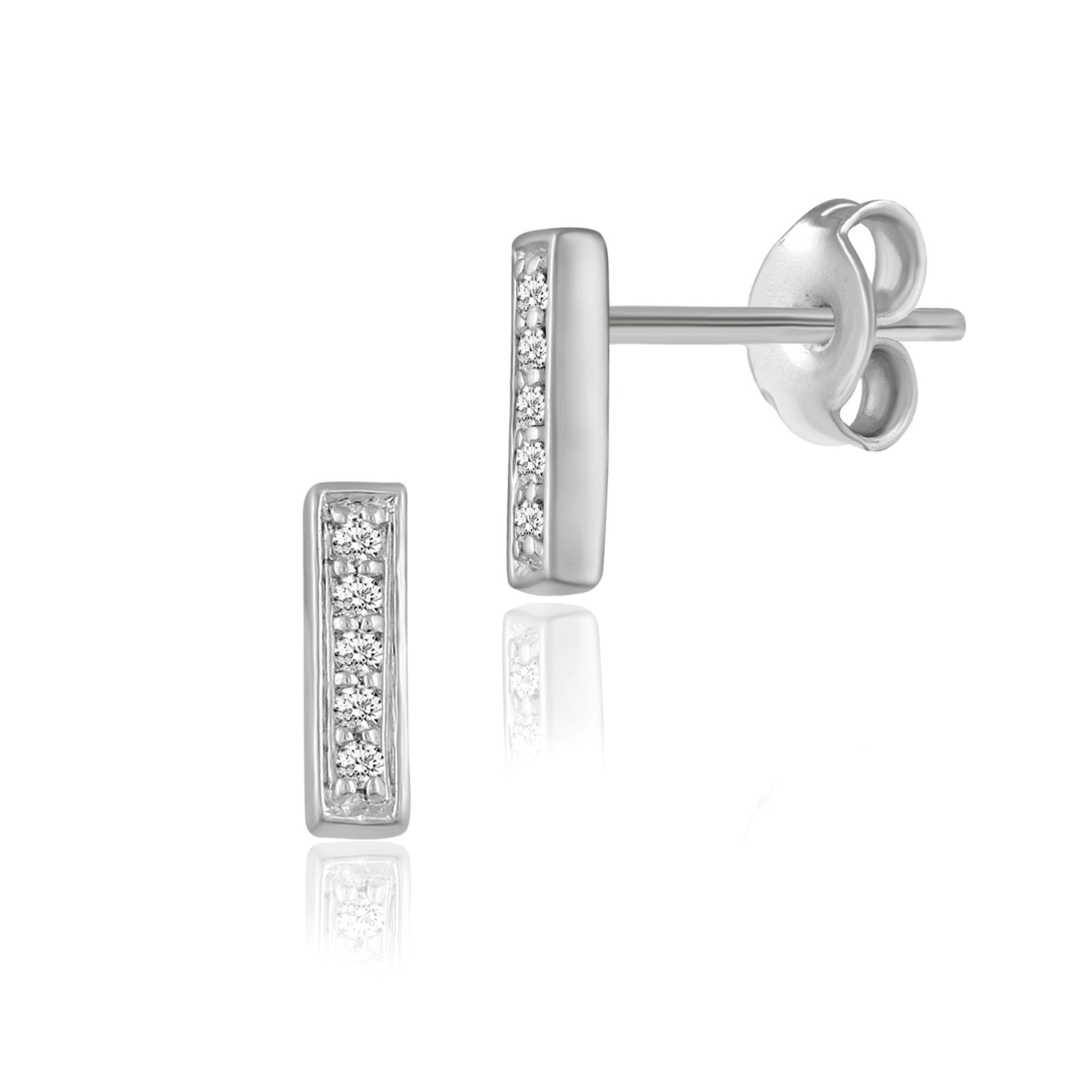 1/20 Ctw Natural Diamonds Bar Dainty Earrings in 925 Sterling Silver mother&