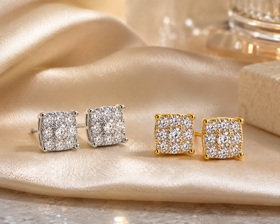 Round Lab-Grown Diamond Cluster Earrings in 925 Sterling Silver (1.00 CT TW)