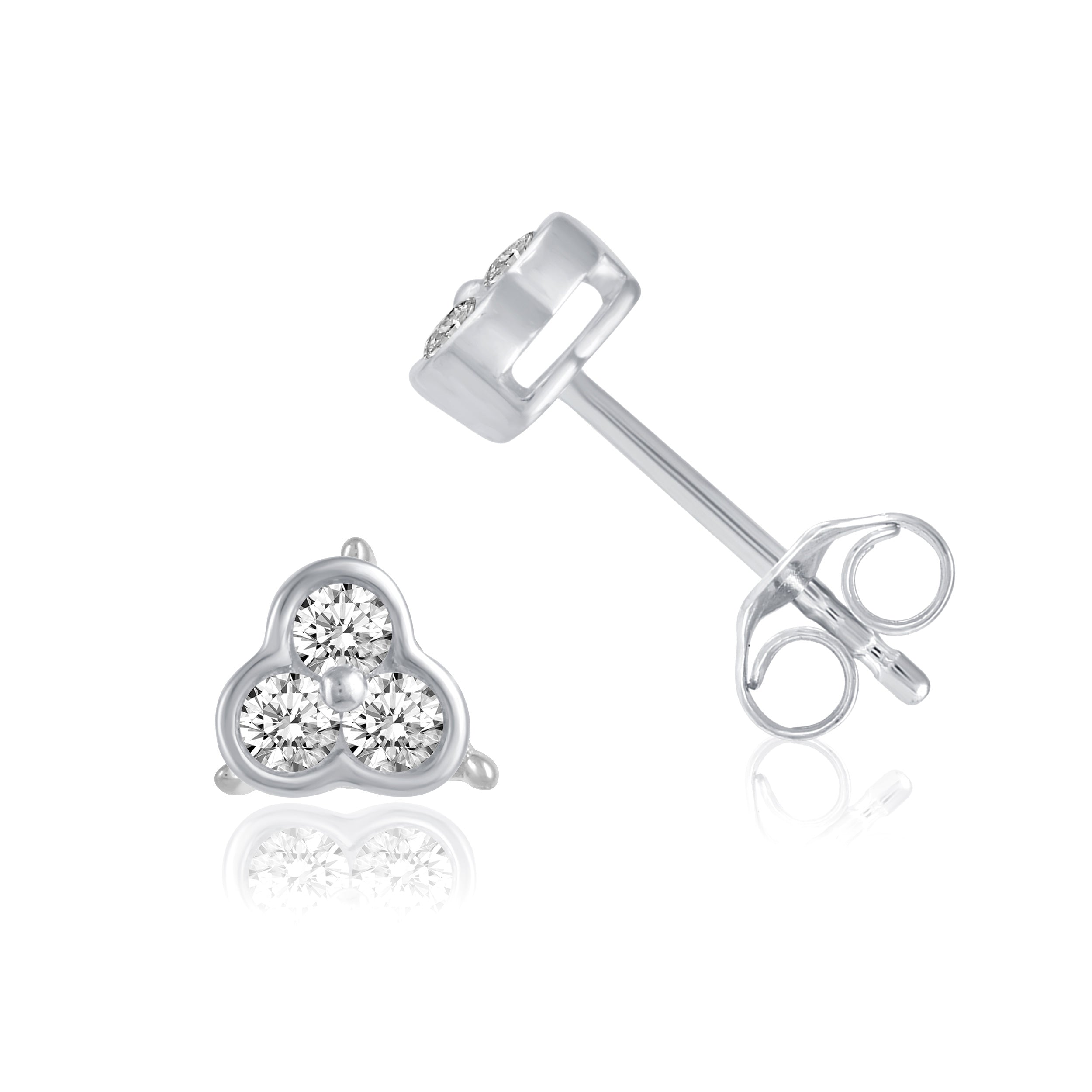 925 Rhodium Finish buy Clover Stud Earrings