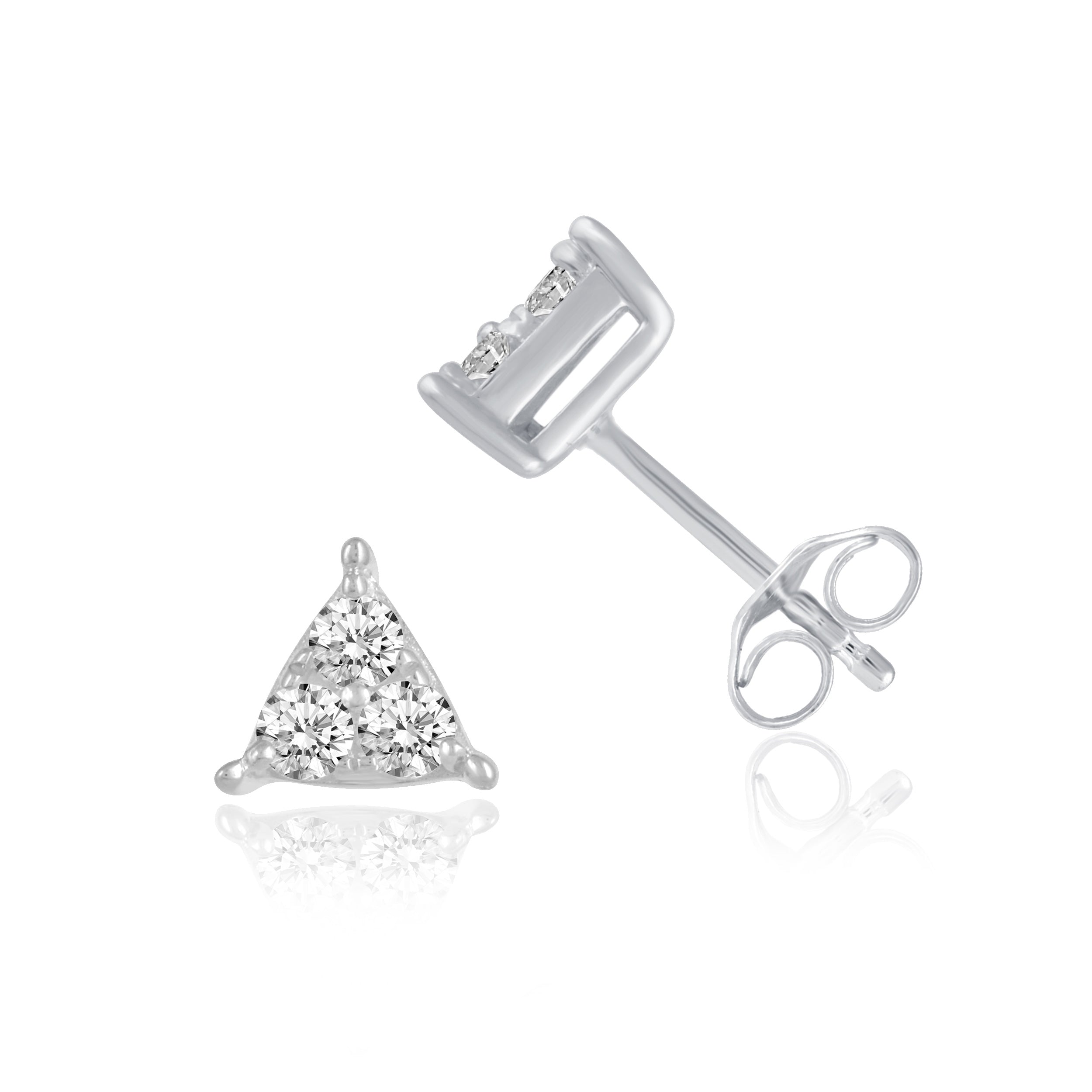 2-6pcs Stainless Steel Triangle Glass Gemstone Stud Earrings – Unisex With Velvet Bag